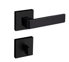 FECHADURA PORTA DE BANHEIRO ZM MODENA 55MM ROSETA QUADRADA 529B PRETA