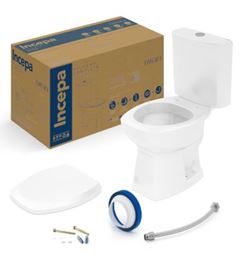 KIT DE BACIA COM CAIXA ACOPLADA, ASSENTO PP COM QUEDA AMORTECIDA E ITENS DE INSTALAÇÃO THEMA BRANCO