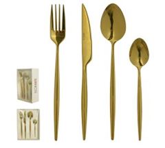 FAQUEIRO 24PC INOX DOURADO BRILHO FLORARTE