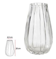 VASO DECORATIVO VIDRO TRANSPARENTE 20CM FLORA