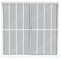 JANELA CORREDIÇA 80X100 VIDRO LISO COM GRADE BRANCA CLM