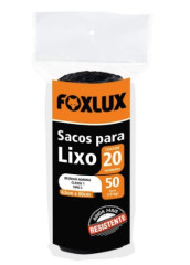 SACO P/LIXO ROLO 50L PRETO C/20 UNIDADES FOXLUX