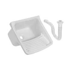 TANQUE PLASTICO 47X43X27CM 22L BRANCO COM SIFÃO ASTRA