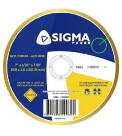 DISCO DE CORTE PARA INOX 4.1/2' SIGMA