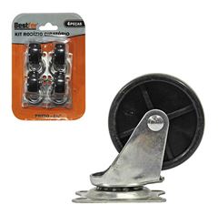 RODIZIO GIRATÓRIO PVC SEM FREIO 1.1/4' PRETO COM 4 BESTFER
