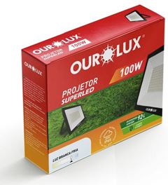 REFLETOR LED 100W 6500K PRETO SLIM OUROLUX