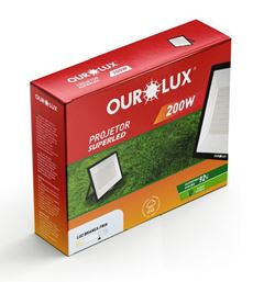 REFLETOR LED 200W 6500K PRETO SLIM OUROLUX