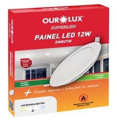 PAINEL LED EMBUTIR REDONDO 12W 6500K BRANCO OUROLUX