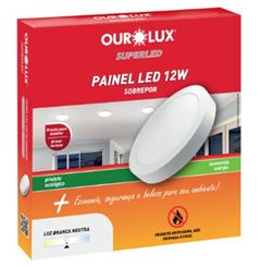 PAINEL LED SOBREPOR REDONDO 12W 6500K BRANCO OUROLUX